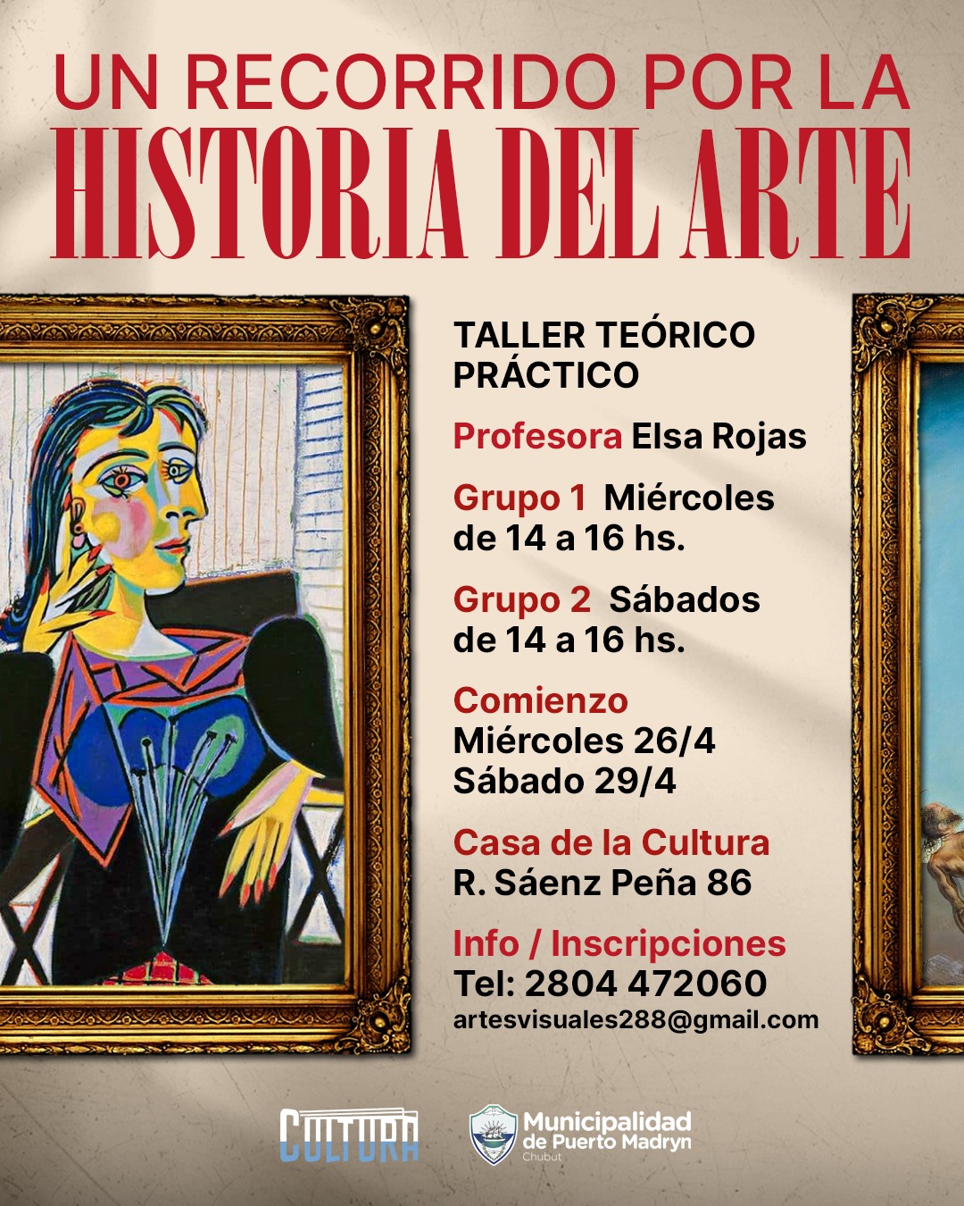 ESTÁN ABIERTAS LAS INSCRIPCIONES PARA PARTICIPAR DEL TALLER “UN RECORRIDO POR LA HISTORIA DEL ARTE”