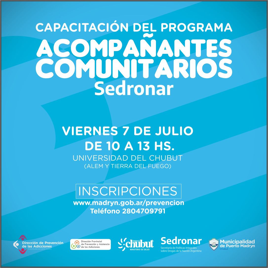 INVITAN A LA CAPACITACIÓN DEL PROGRAMA DE ACOMPAÑANTES COMUNITARIOS DE LA SEDRONAR