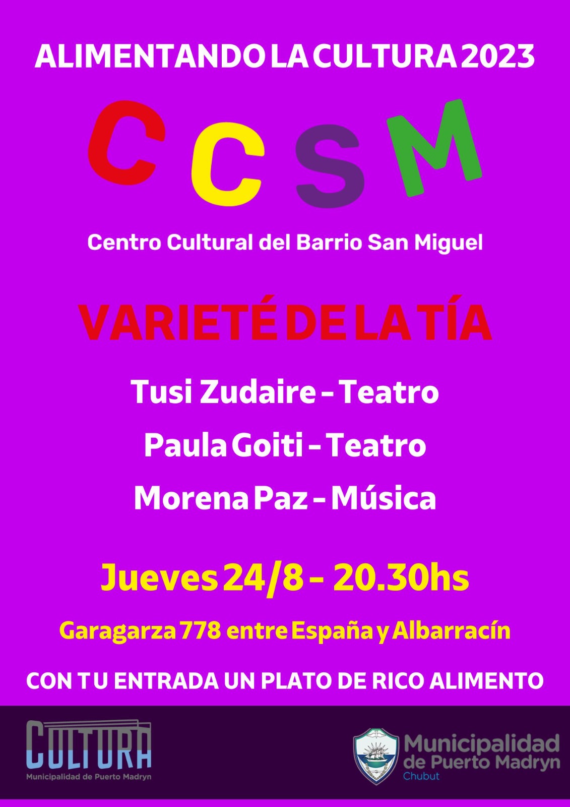 HABRÁ UNA NUEVA EDICIÓN DEL CICLO ALIMENTANDO LA CULTURA 2023