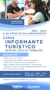 SE ENCUENTRAN ABIERTAS LAS INSCRIPCIONES PARA EL 30° CURSO DE INFORMANTES TURÍSTICOS