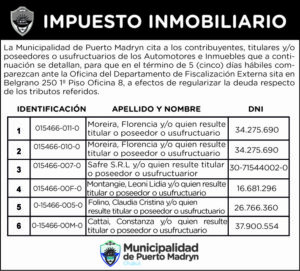 IMPUESTO INMOBILIARIO: CITACIÓN A CONTRIBUYENTES