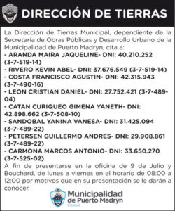 CITACIÓN DE LA DIRECCIÓN DE TIERRAS