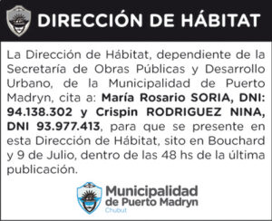 DIRECCIÓN DE HÁBITAT: CITACIÓN A SORIA Y RODRIGUEZ NINA