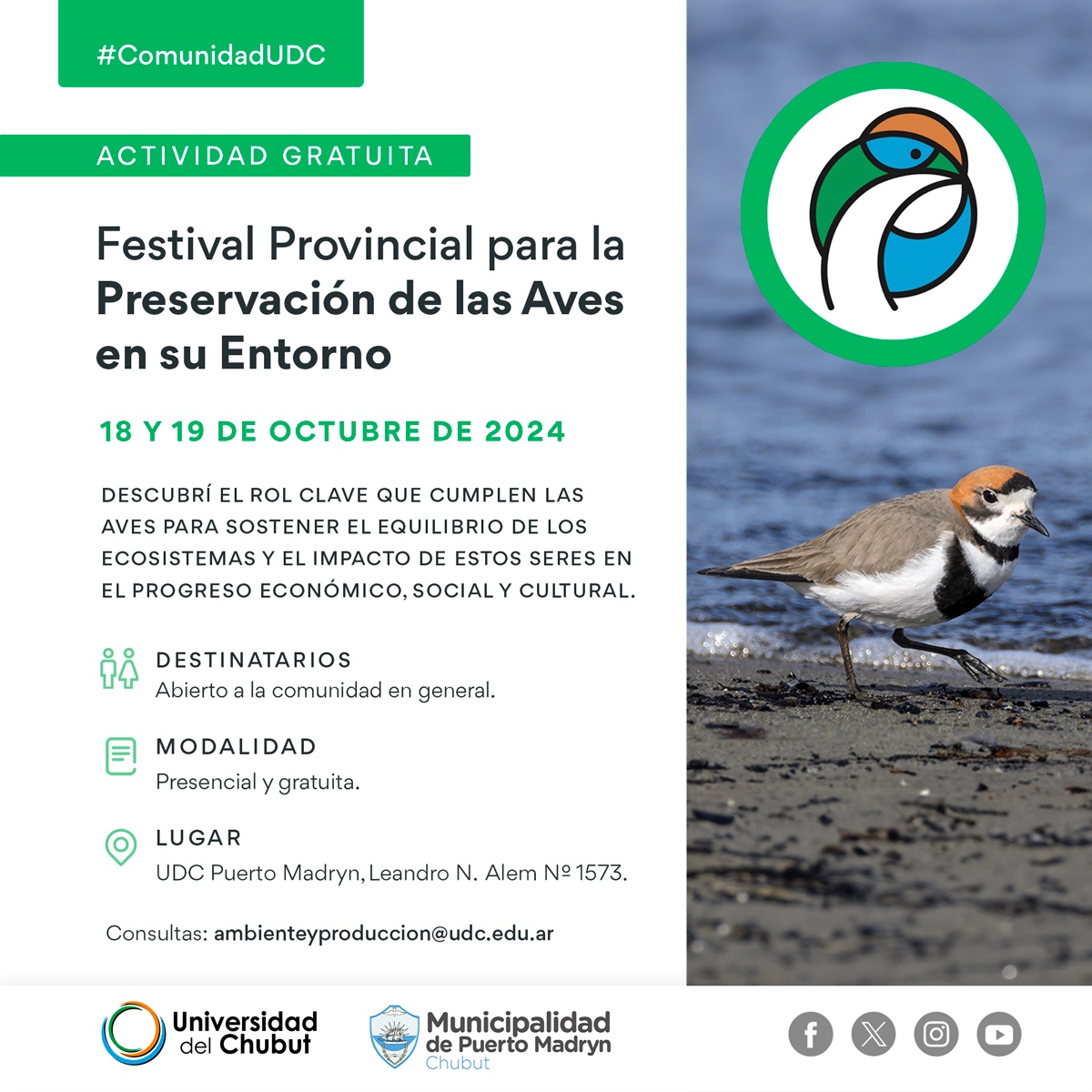 INVITAN AL FESTIVAL PROVINCIAL PARA LA CONSERVACIÓN DE LAS AVES Y SU ENTORNO