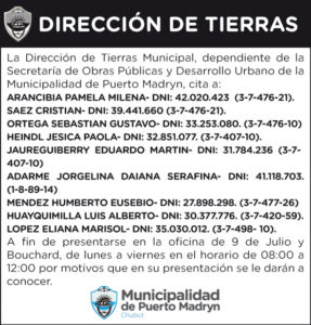 CITACIÓN DE LA DIRECCIÓN DE TIERRAS