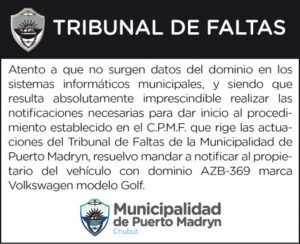 TRIBUNAL DE FALTAS: NOTIFICACIÓN