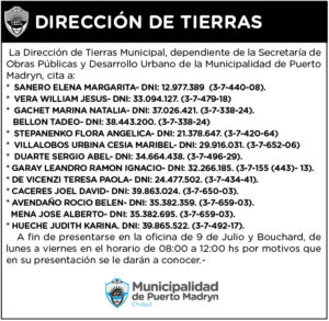 CITACIÓN DE LA DIRECCIÓN DE TIERRAS