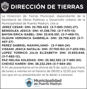 CITACIÓN DE LA DIRECCIÓN DE TIERRAS