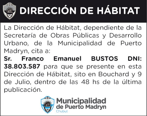 CITACIÓN DE LA DIRECCIÓN DE HÁBITAT