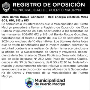 REGISTRO DE OPOSICIÓN – Red Energía eléctrica / Barrio Roque González