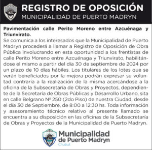 REGISTRO DE OPOSICIÓN – Pavimentación Perito Moreno entre Azcuénaga y Triunvirato