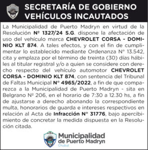 SECRETARÍA DE GOBIERNO – VEHÍCULOS INCAUTADOS