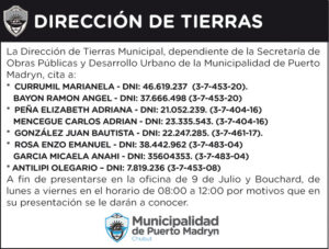 DIRECCIÓN DE TIERRAS – CITACIÓN