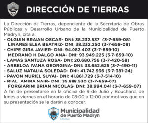 DIRECCIÓN DE TIERRAS – CITACIÓN
