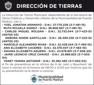 DIRECCIÓN DE TIERRAS – CITACIÓN