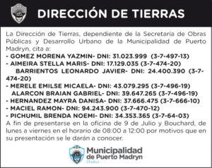 DIRECCIÓN DE TIERRAS – CITACIÓN