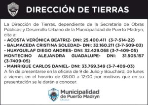 DIRECCIÓN DE TIERRAS – CITACIÓN