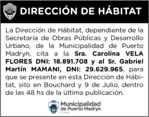 DIRECCIÓN DE HÁBITAT – CITACIÓN