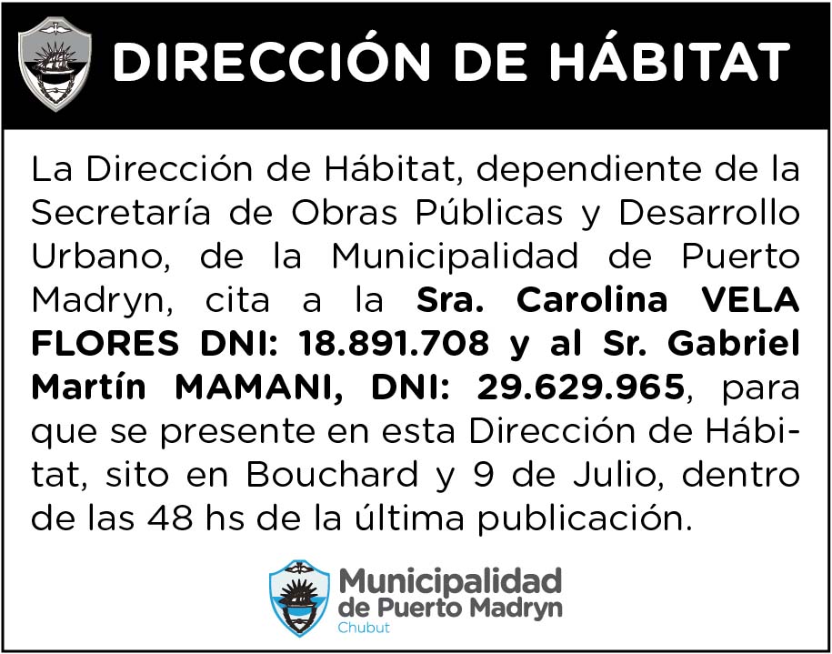 DIRECCIÓN DE HÁBITAT – CITACIÓN
