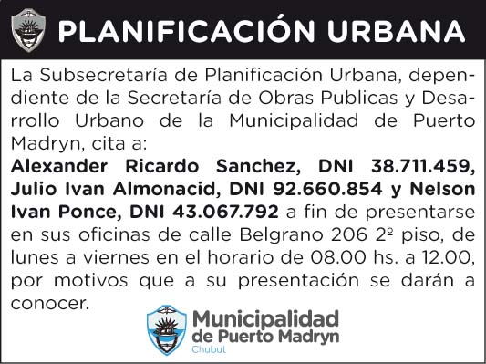 PLANIFICACIÓN URBANA – CITACIÓN