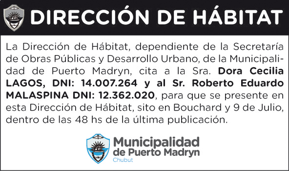 DIRECCIÓN DE HÁBITAT: CITACIÓN