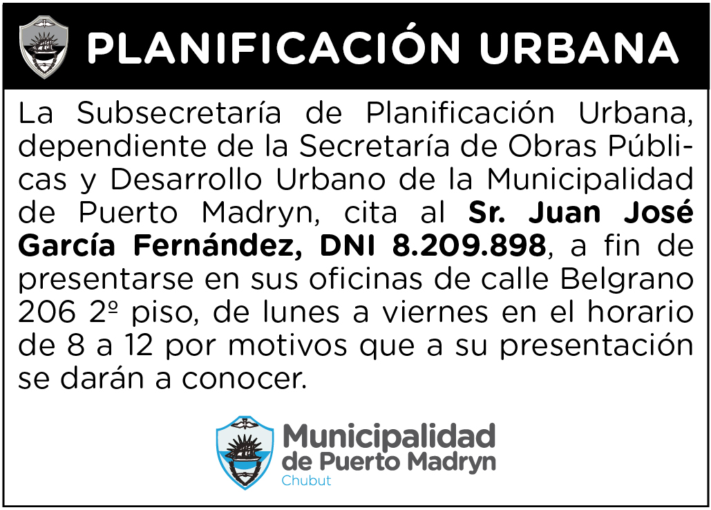 CITACIÓN DE LA SUBSECRETARÍA DE PLANIFICACIÓN URBANA