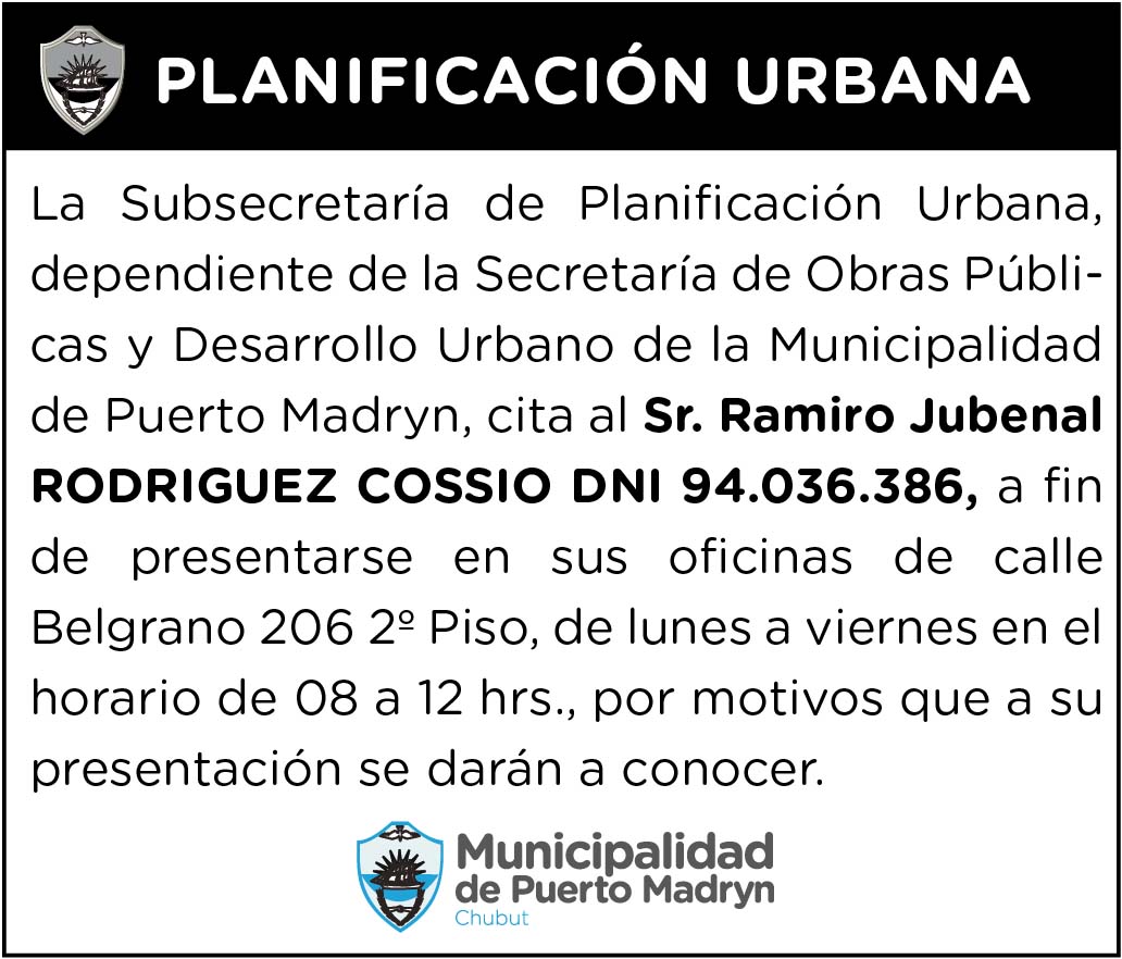CITACIÓN DE LA SUBSECRETARÍA DE PLANIFICACIÓN URBANA