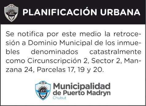 NOTIFICACIÓN DE LA SUBSECRETARÍA DE PLANIFICACIÓN URBANA