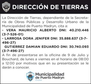 CITACIÓN DE LA DIRECCIÓN DE TIERRAS