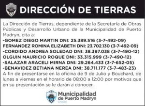 DIRECCIÓN DE TIERRAS – CITACIÓN