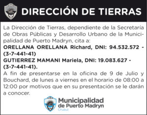 DIRECCIÓN DE TIERRAS – CITACIÓN