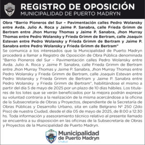 REGISTRO DE OPOSICIÓN – PAVIMENTACIÓN BARRIO PIONEROS DEL SUR