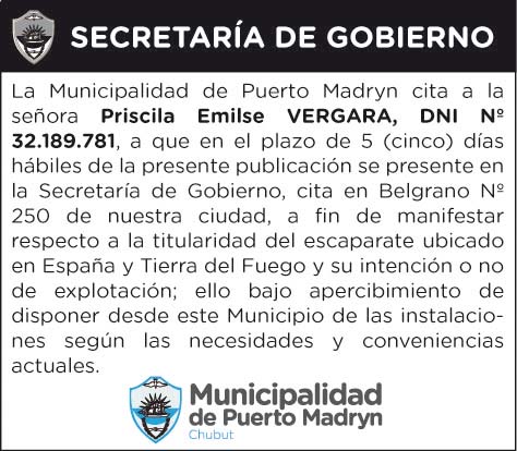 SECRETARÍA DE GOBIERNO – CITACIÓN