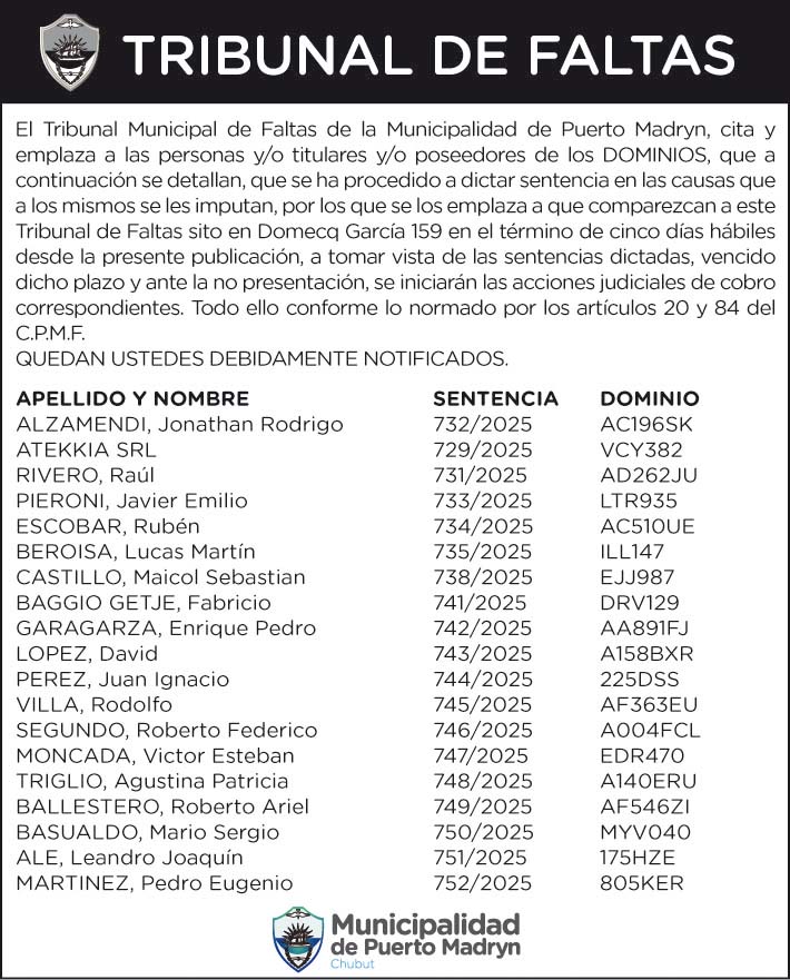 CITACIÓN DEL TRIBUNAL DE FALTAS
