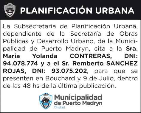 CITACIÓN DE LA SUBSECRETARÍA DE PLANIFICACIÓN URBANA