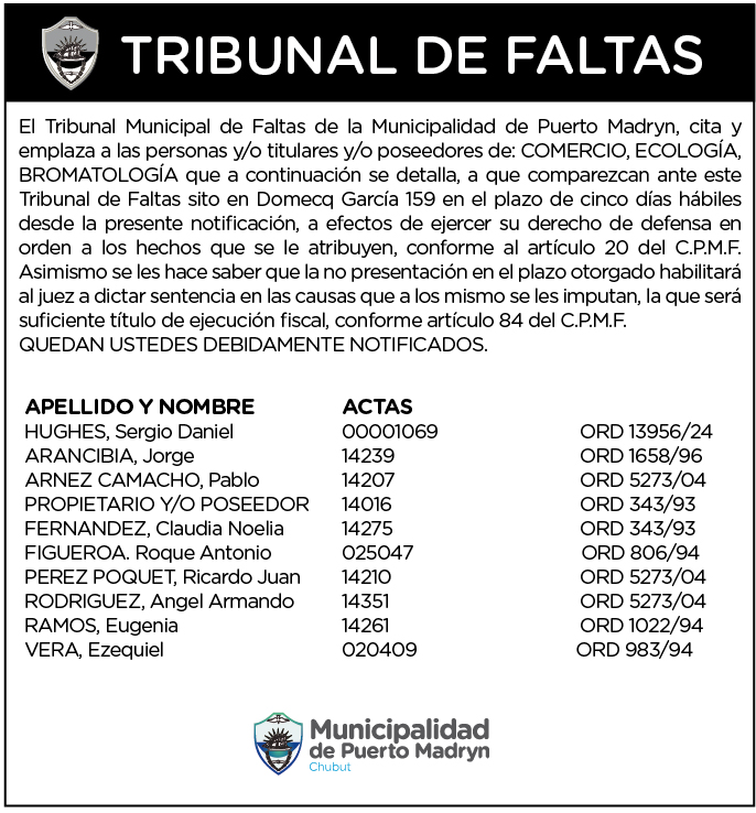 Tribunal de Faltas – Citación