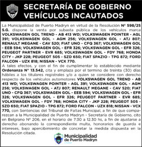 SECRETARÍA DE GOBIERNO – VEHÍCULOS INCAUTADOS