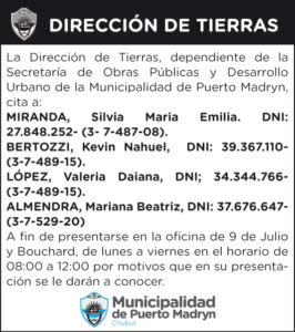 CITACIÓN DE LA DIRECCIÓN DE TIERRAS