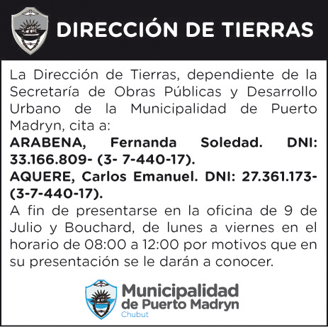 CITACIÓN DE LA DIRECCIÓN DE TIERRAS