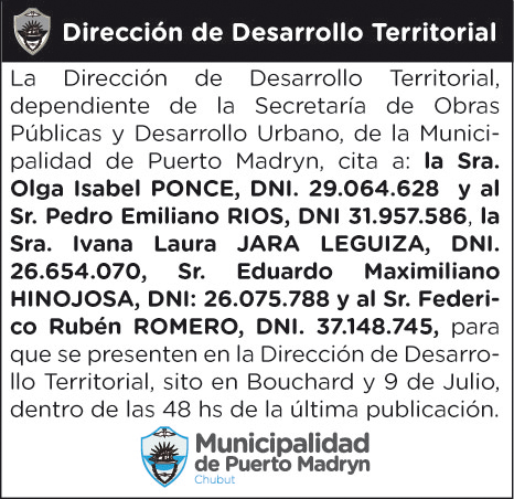 DIRECCIÓN DE DESARROLLO TERRITORIAL- CITACIÓN