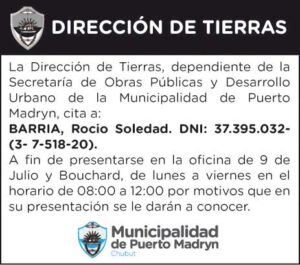 CITACIÓN DE LA DIRECCIÓN DE TIERRAS