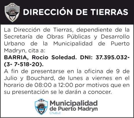 CITACIÓN DE LA DIRECCIÓN DE TIERRAS