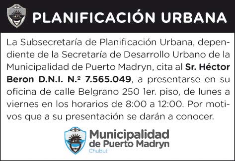 SUBSECRETARÍA DE PLANIFICACIÓN URBANA – CITACIÓN