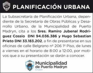 CITACIÓN DE LA SUBSECRETARÍA DE DE PLANIFICACIÓN URBANA