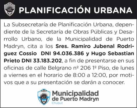 CITACIÓN DE LA SUBSECRETARÍA DE DE PLANIFICACIÓN URBANA
