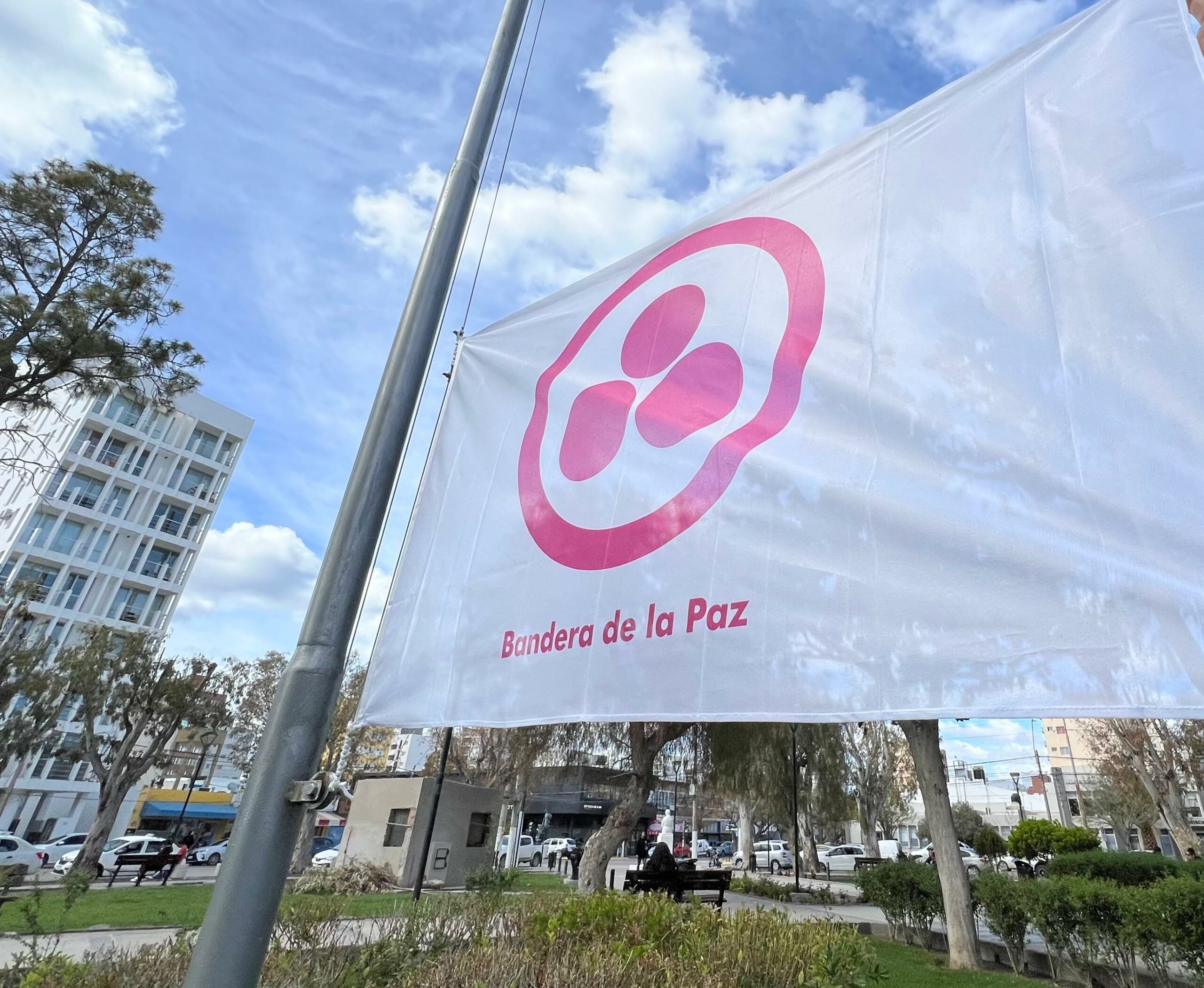 LA BANDERA DE LA PAZ QUEDÓ IZADA EN LA PLAZA SAN MARTÍN