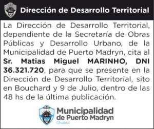 DIRECCIÓN DE DESARROLLO TERRITORIAL – CITACIÓN