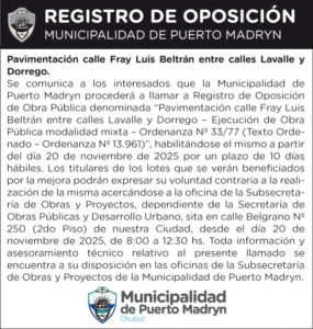 REGISTRO DE OPOSICIÓN – PAVIMENTACIÓN CALLE FRAY LUIS BELTRÁN ENTRE CALLES LAVALLE Y DORREGO