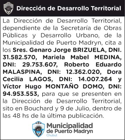 DIRECCIÓN DE DESARROLLO TERRITORIAL – CITACIÓN