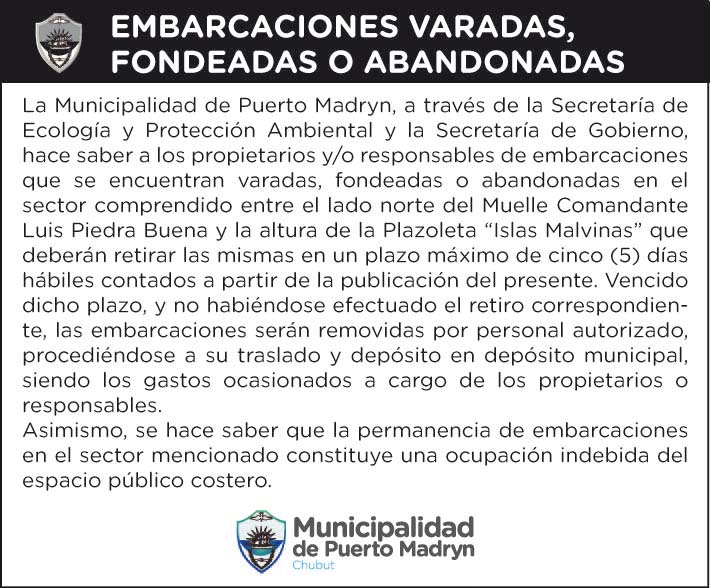 EMBARCACIONES VARADAS, FONDEADAS O ABANDONADAS